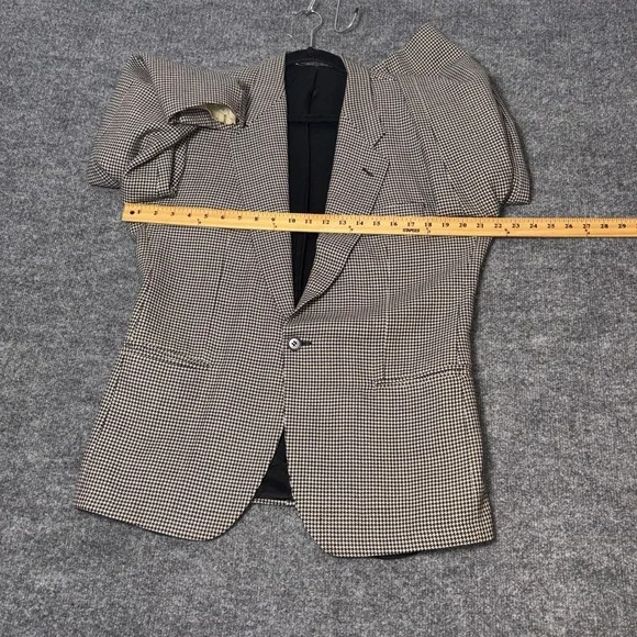 Lubiam Blazer Mens 48 Beige Houndstooth Virgin Wool Made In Italy Sport Coat